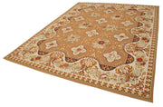 Handmade Wool Area Rug – Aubusson Style Floral Beige Cotton Wool Carpet 7'9''x10'