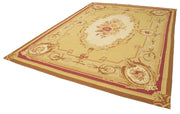 Handmade Wool Area Rug – Vintage Floral Rug, Yellow Floral Carpet 8'8''x12'