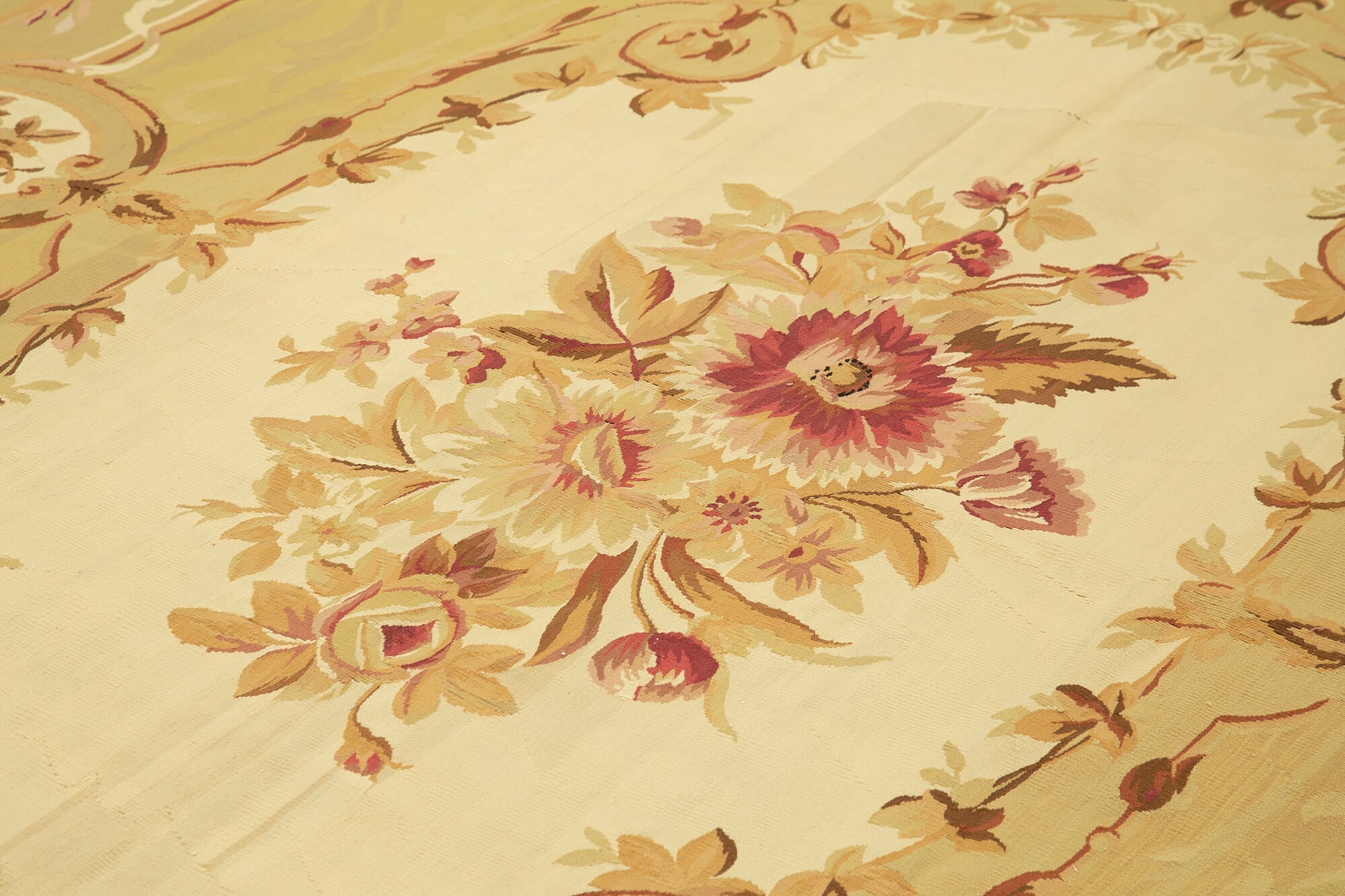 Handmade Area Rug - Yellow Floral Cotton Wool 8x12 Feet Vintage Turkish Carpet