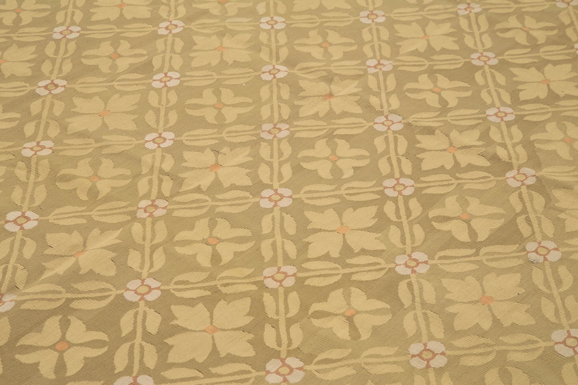 Handmade Wool Area Rug - Vintage Hand Knotted Floral Brown Cotton Wool Carpet 8'9"x11'11"