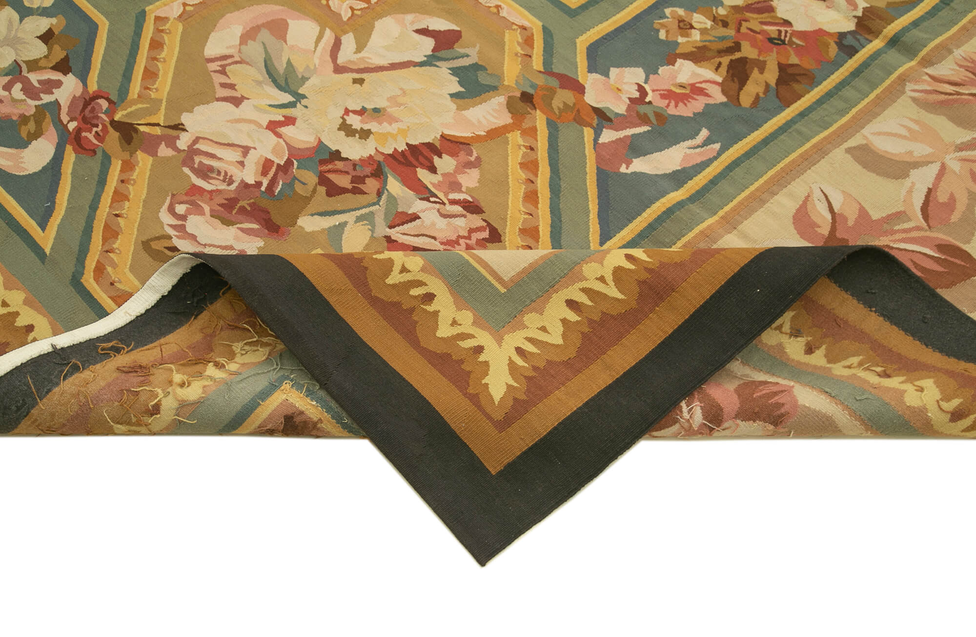 Handmade Wool Area Rug – Beige Floral Cotton Wool Blend, Durable Hand Woven Carpet 9'2''x12'1''