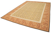 Handmade Wool Area Rug – Brown Floral Carpet | Vintage Turkish Rug 8'8'' x 11'11''
