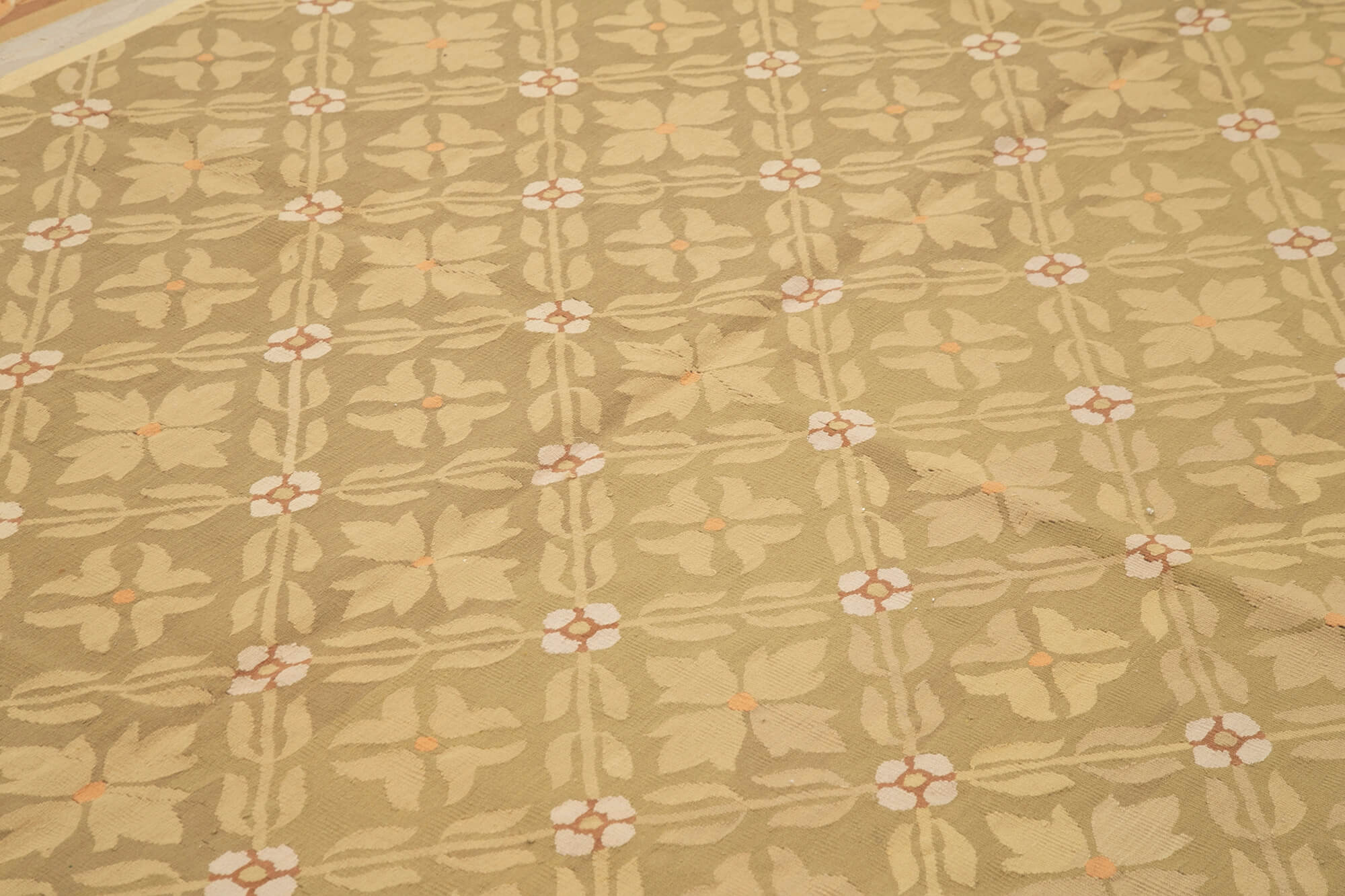 Handmade Wool Area Rug – Brown Floral Carpet | Vintage Turkish Rug 8'8'' x 11'11''