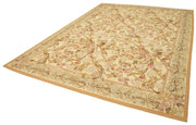 Handmade Area Rug – Vintage Wool Rug With Floral Beige Pattern, Cotton Wool Carpet