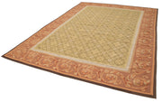 Handmade Area Rug – Brown Floral Cotton Wool Vintage Hand Woven Carpet 8'7''x12'