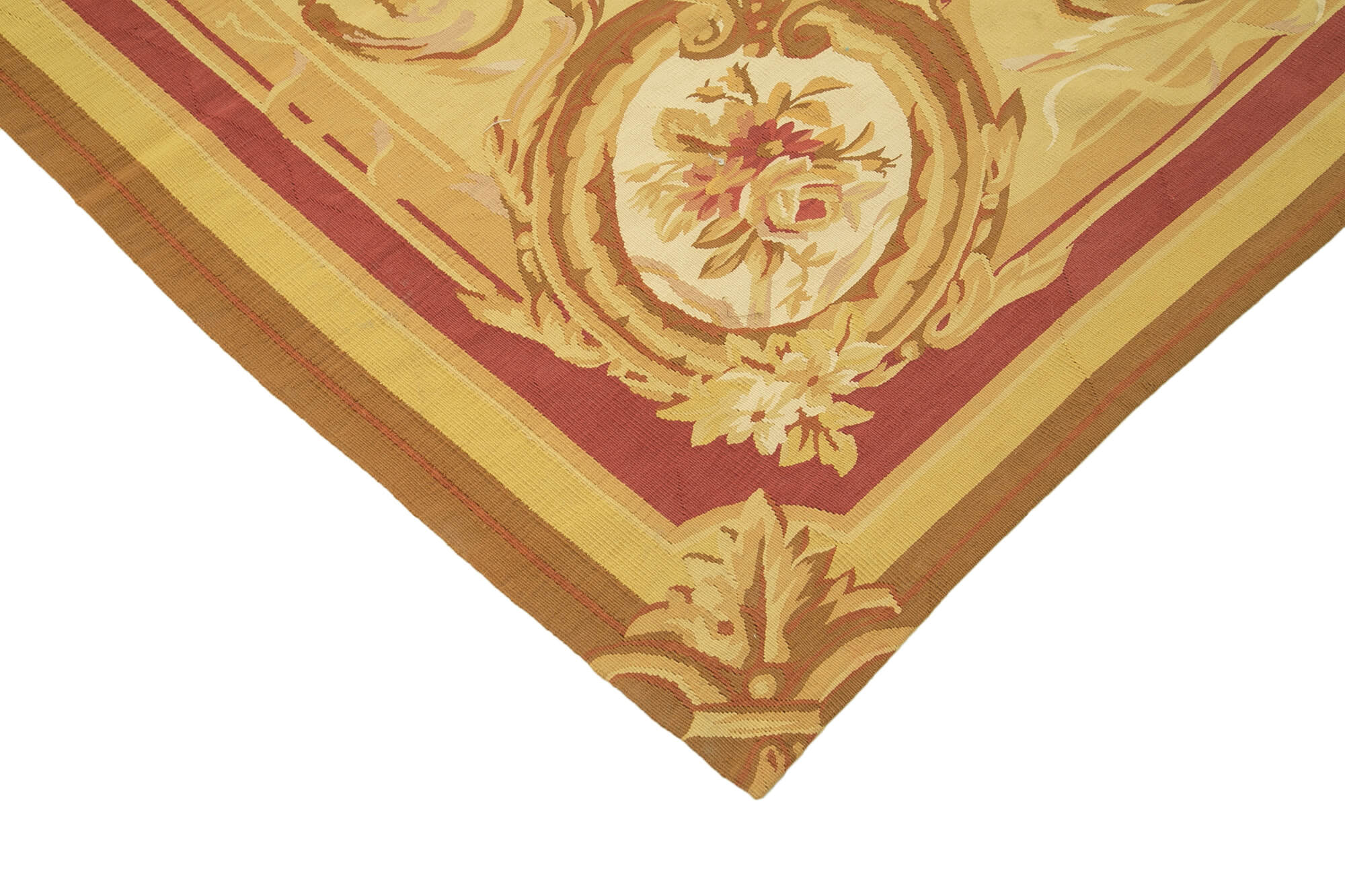 Handmade Area Rug - Vintage Wool Rug Floral Yellow Cotton Wool Carpet 8'8''x11'11''