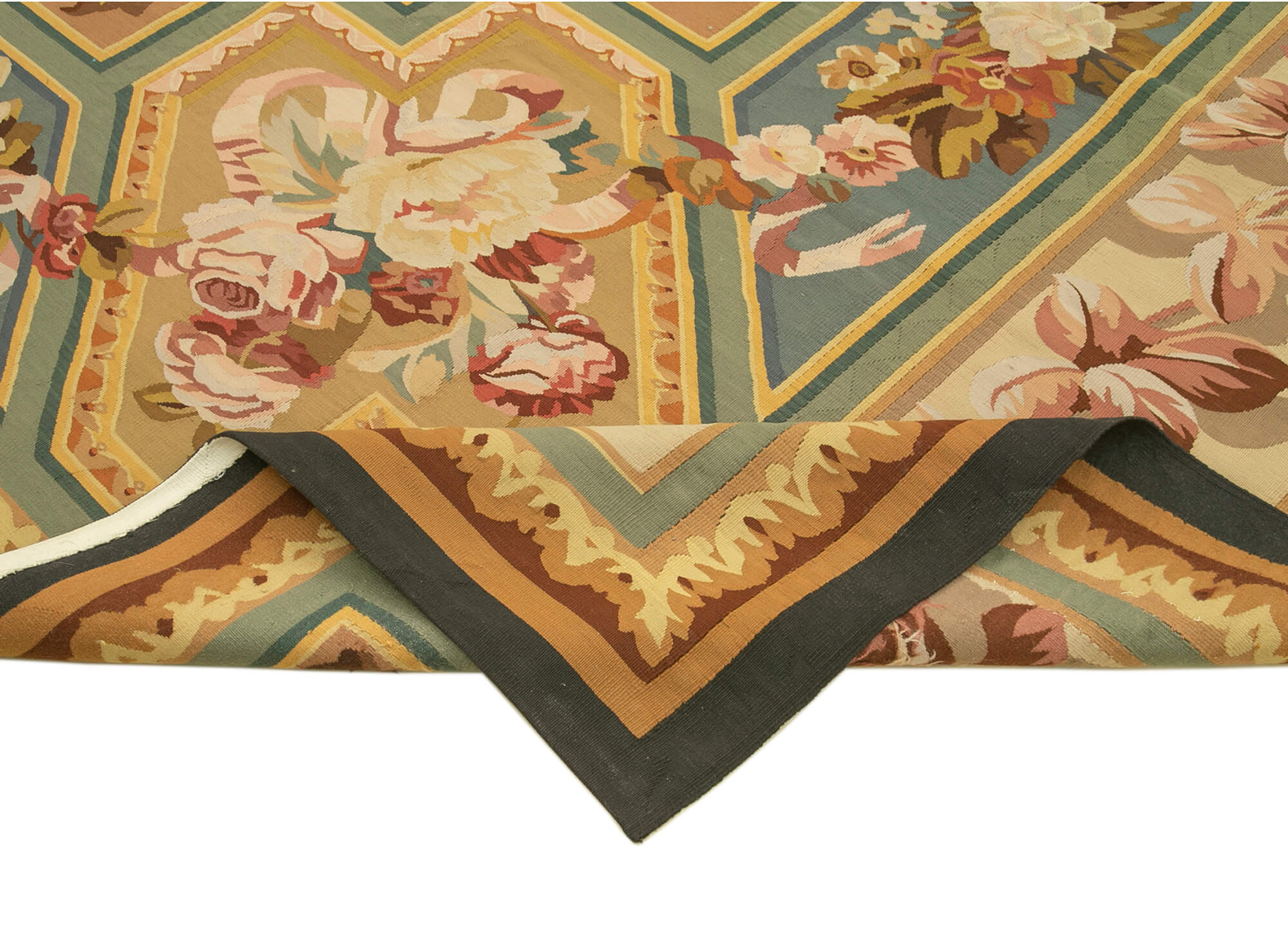 Handmade Area Rug – Beige Floral Cotton Wool Rug with Classic Design 9'3''x11'10''
