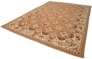 Handmade Wool Area Rug – Vintage Floral Beige Cotton Wool Carpet 9'10''x14'1''
