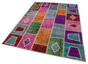 Handmade Patchwork Rug - Kirk Yama Grey Cotton Wool Area Rug 5'5''x7'7''