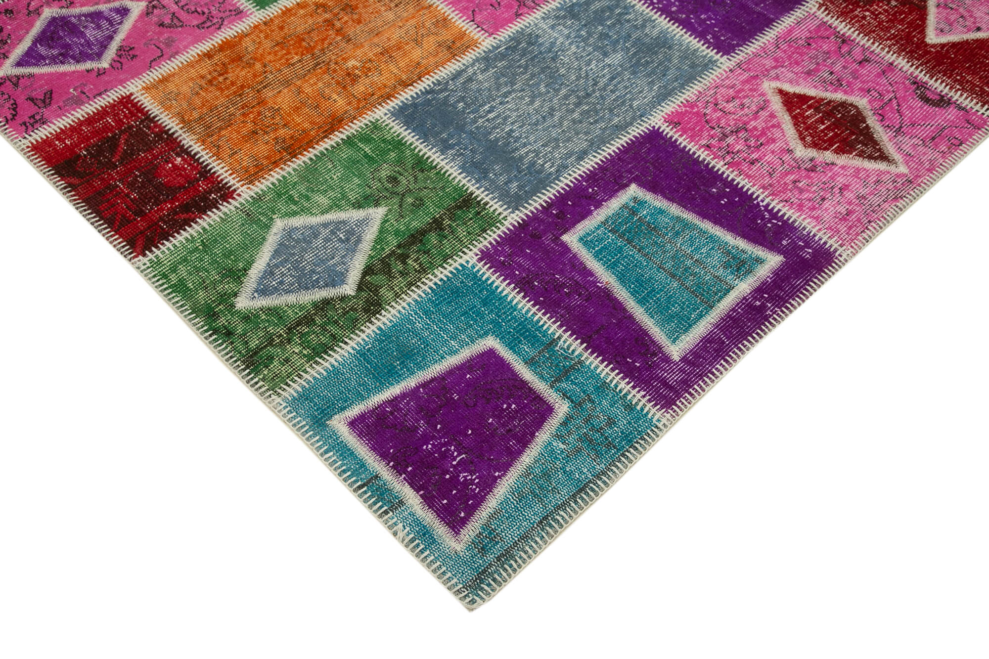 Handmade Patchwork Rug - Kirk Yama Grey Cotton Wool Area Rug 5'5''x7'7''