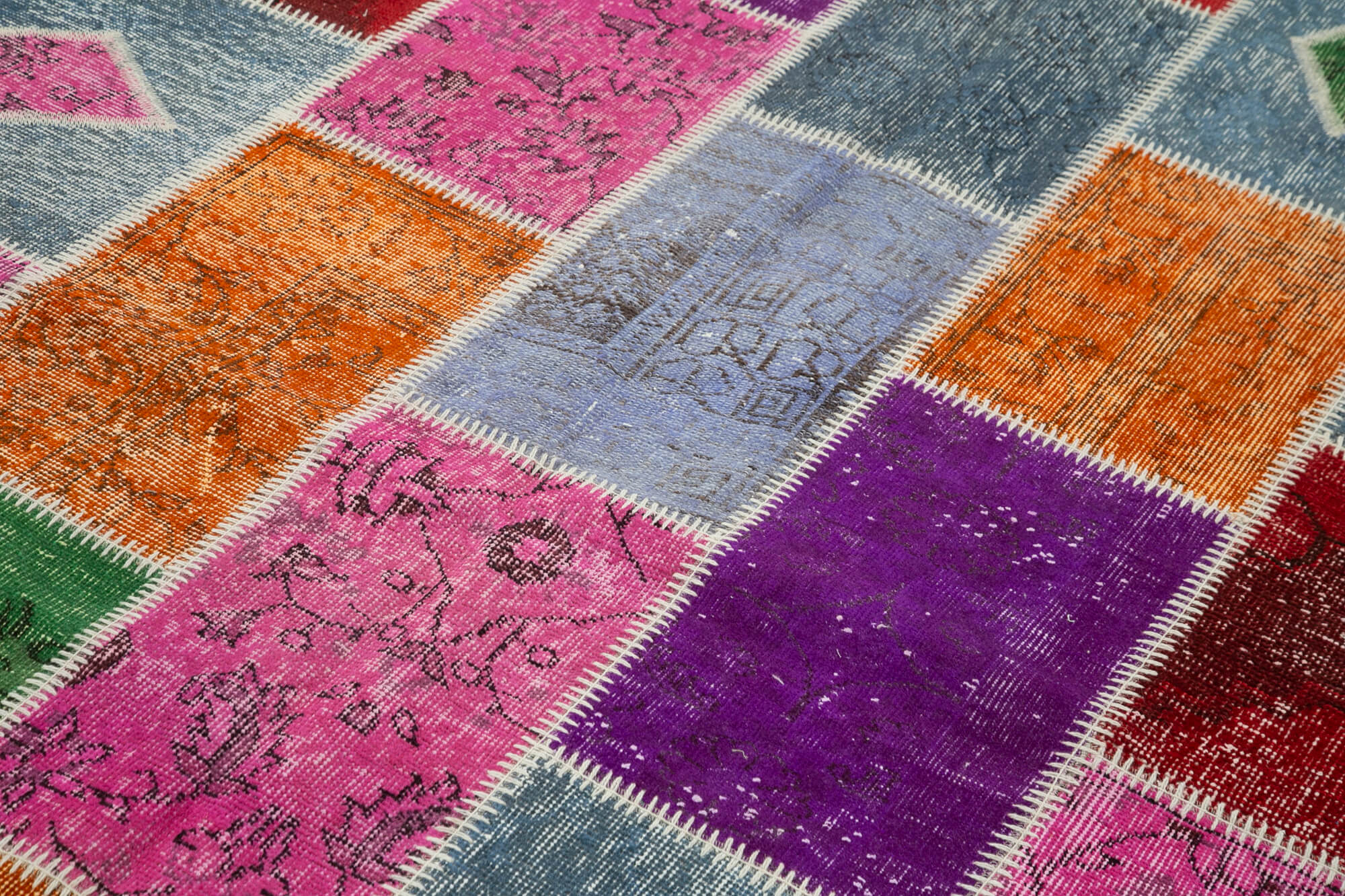 Handmade Patchwork Rug - Kirk Yama Grey Cotton Wool Area Rug 5'5''x7'7''
