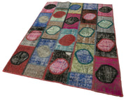 Handmade Patchwork Rug - Kirk Yama Grey Cotton Wool Area Rug 4'7" x 6'7"