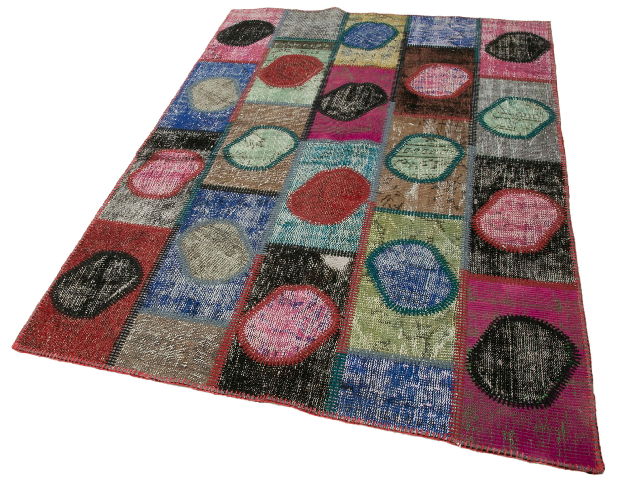 Handmade Patchwork Rug - Kirk Yama Grey Cotton Wool Area Rug 4'7" x 6'7"