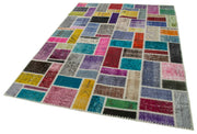 Handmade Patchwork Rug - Kirk Yama Grey Cotton Wool Vintage Area Rug 5'8''x7'10''