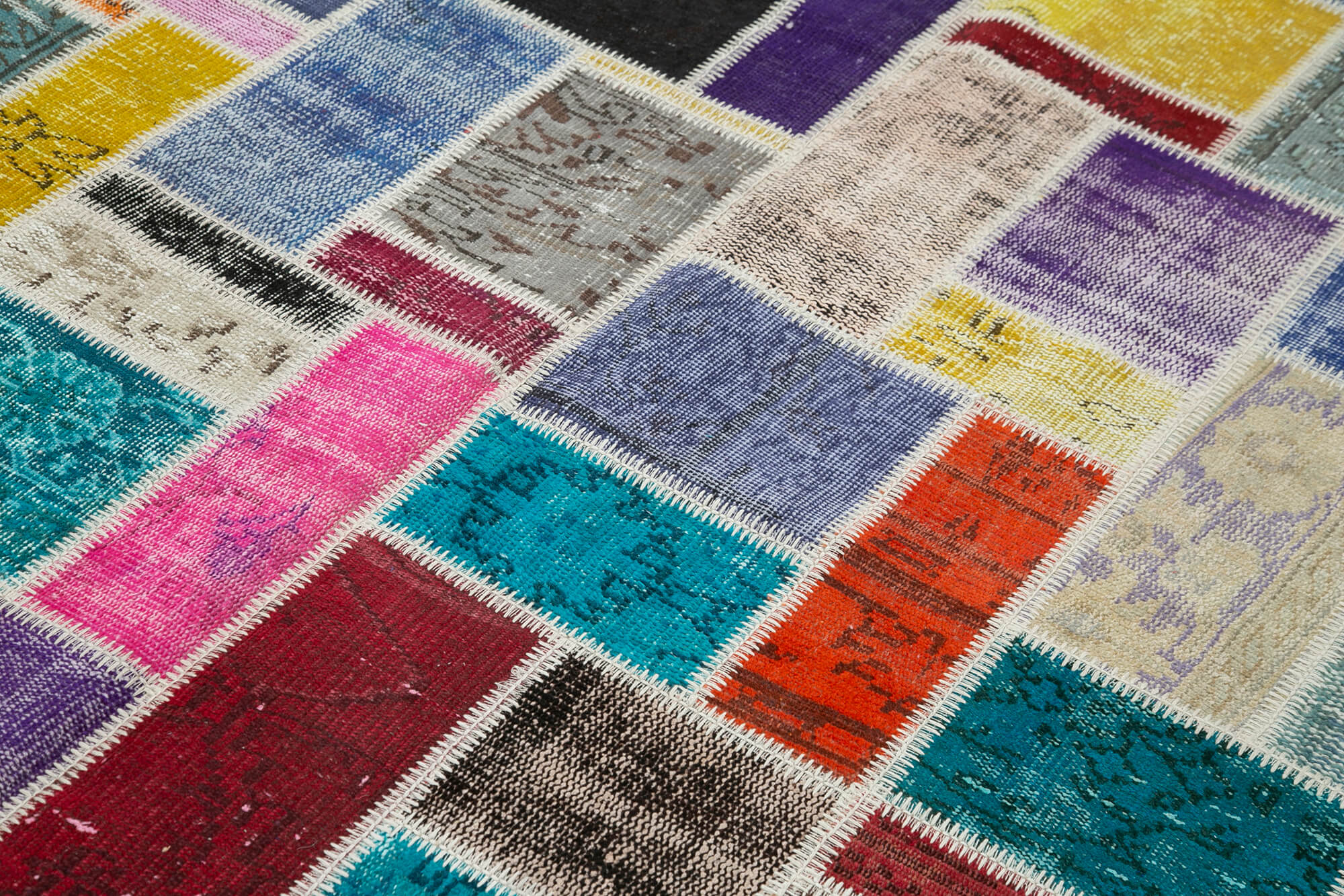 Handmade Patchwork Rug - Kirk Yama Grey Cotton Wool Vintage Area Rug 5'8''x7'10''