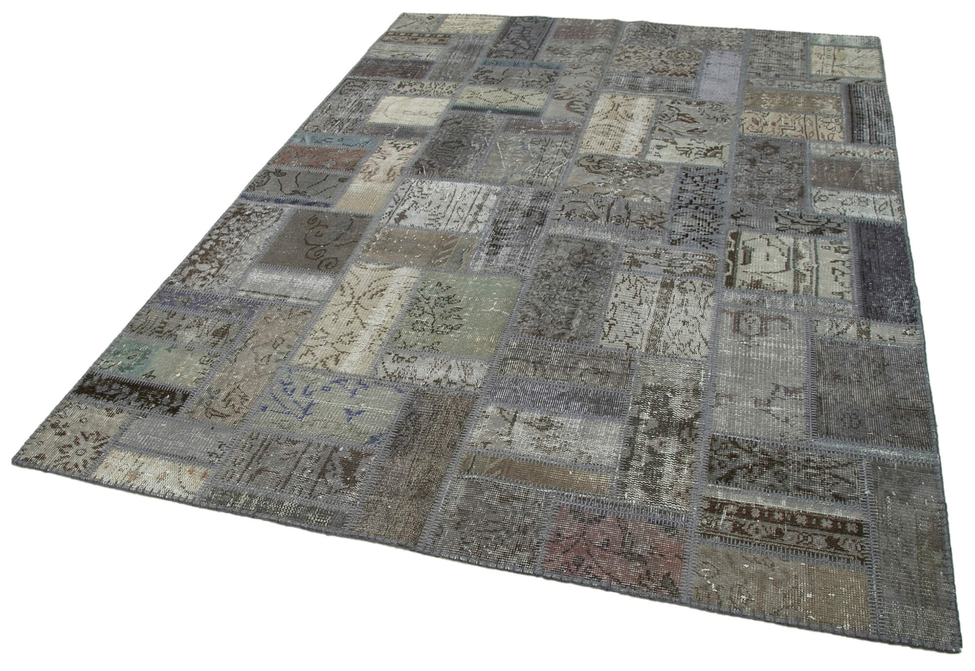 Handmade Patchwork Rug - Kirk Yama Grey Cotton Wool Area Rug 5'9''x7'10''