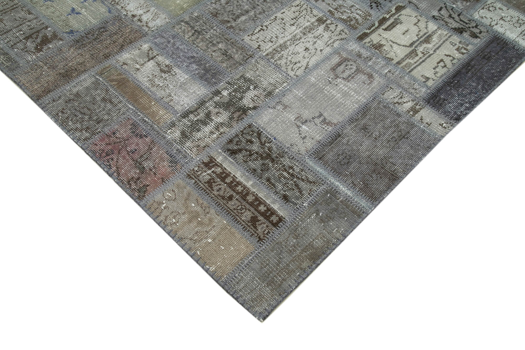 Handmade Patchwork Rug - Kirk Yama Grey Cotton Wool Area Rug 5'9''x7'10''