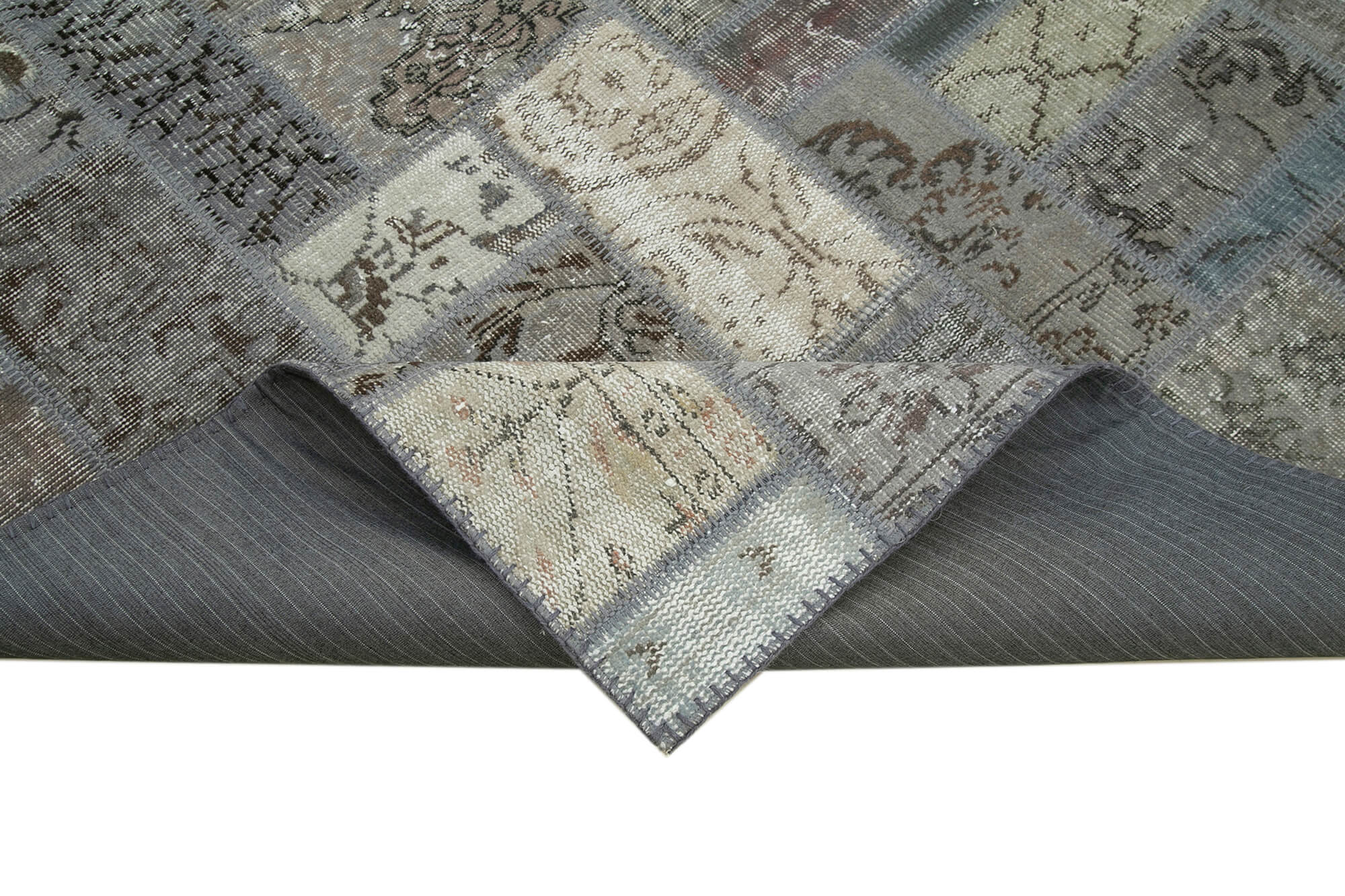 Handmade Patchwork Rug - Kirk Yama Grey Cotton Wool Area Rug 5'9''x7'10''
