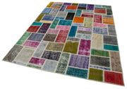 Handmade Patchwork Rug - Kirk Yama Grey Cotton Wool Vintage Area Rug 5'8''x7'10''