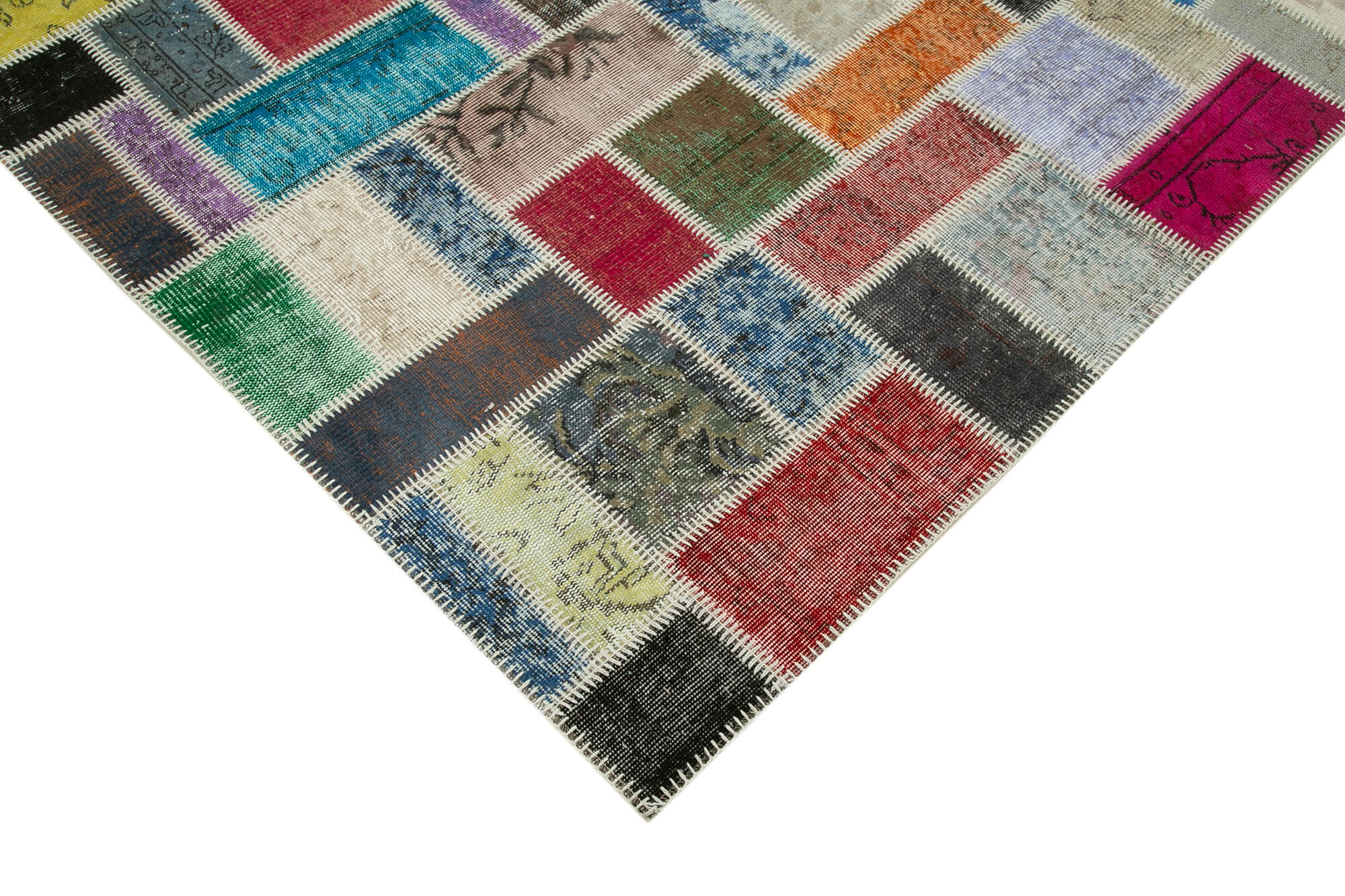Handmade Patchwork Rug - Kirk Yama Grey Cotton Wool Vintage Area Rug 5'8''x7'10''