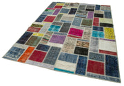 Handmade Wool Area Rug – Kirk Yama Grey Patchwork Cotton Wool Rug 5'8"x8'0"