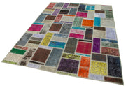 Handmade Wool Area Rug – Kirk Yama Grey Patchwork Cotton Wool Rug 5'9''x8'0''