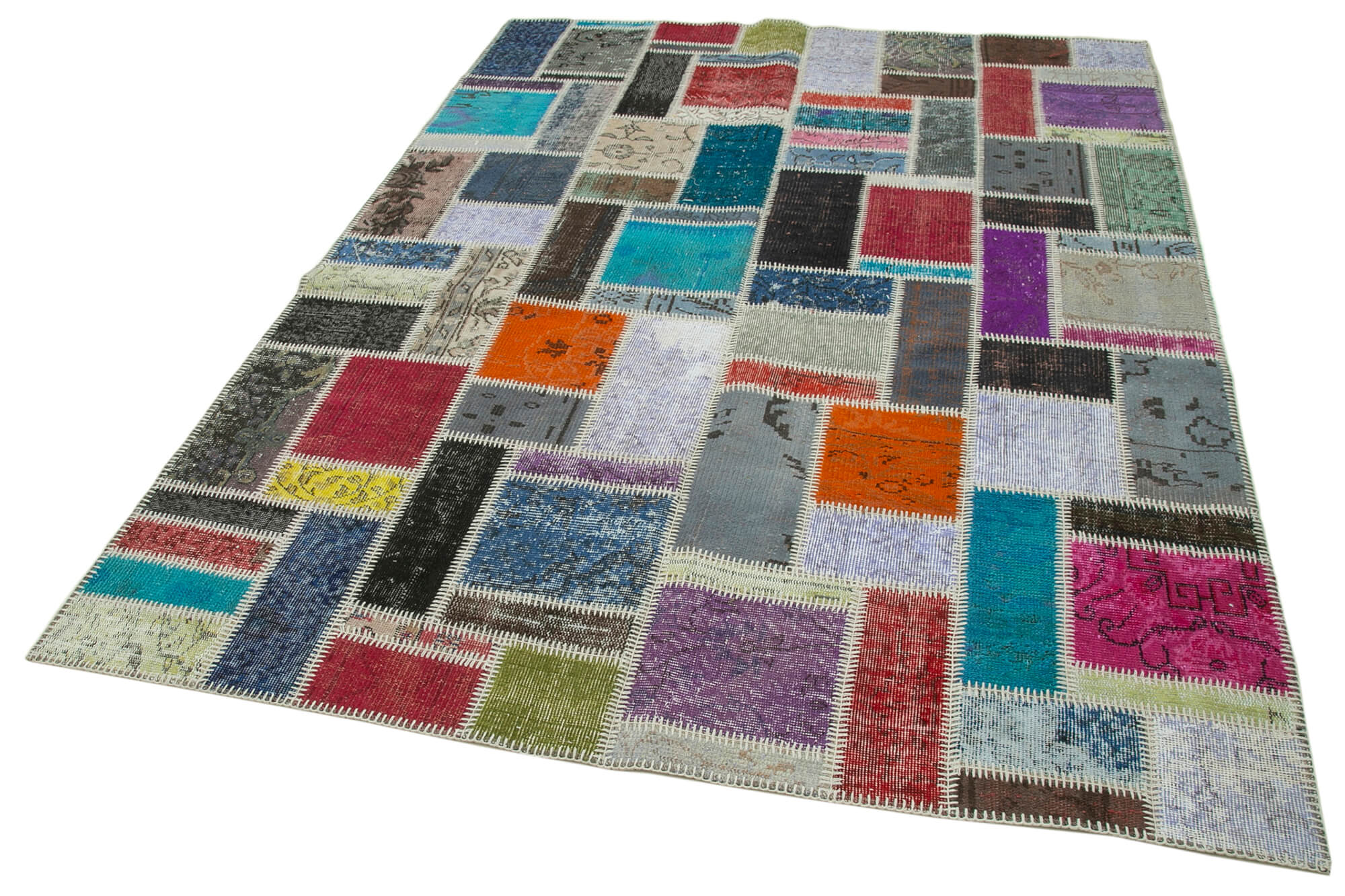 Handmade Patchwork Rug - Kirk Yama Grey Cotton Wool Area Carpet 5'8''x7'9''