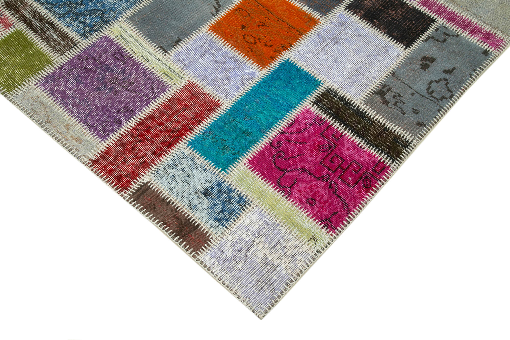 Handmade Patchwork Rug - Kirk Yama Grey Cotton Wool Area Carpet 5'8''x7'9''