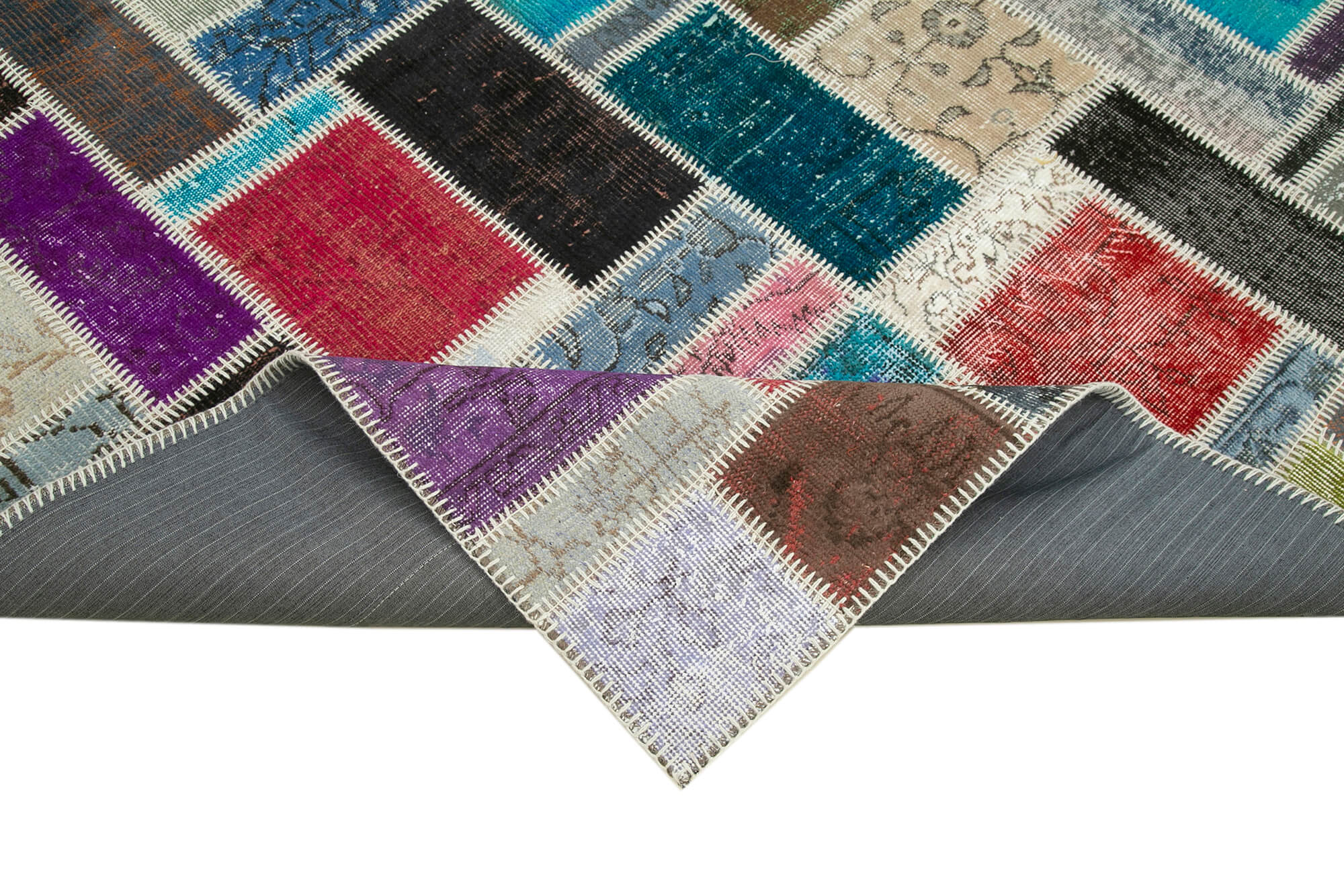 Handmade Patchwork Rug - Kirk Yama Grey Cotton Wool Area Carpet 5'8''x7'9''