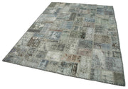 Handmade Patchwork Rug - Kirk Yama Grey Cotton Wool Area Rug 5'8'' x 7'9''