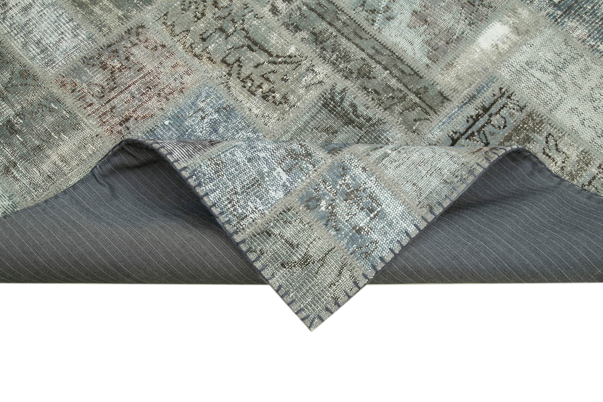 Handmade Patchwork Rug - Kirk Yama Grey Cotton Wool Area Rug 5'8'' x 7'9''