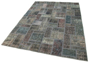 Handmade Wool Area Rug – Kirk Yama Grey Patchwork Cotton Wool Carpet 5'7''x7'10''