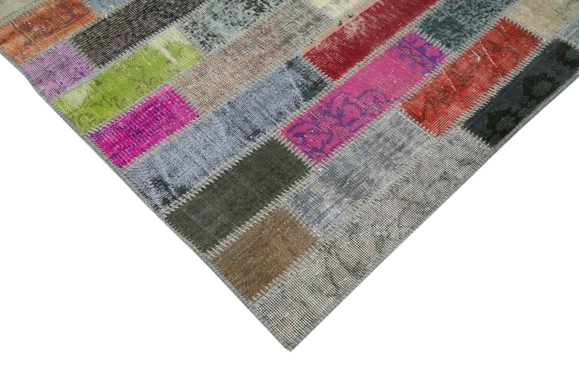 Handmade Patchwork Rug – Kirk Yama Grey Cotton Wool Area Rug 5'10''x7'11''