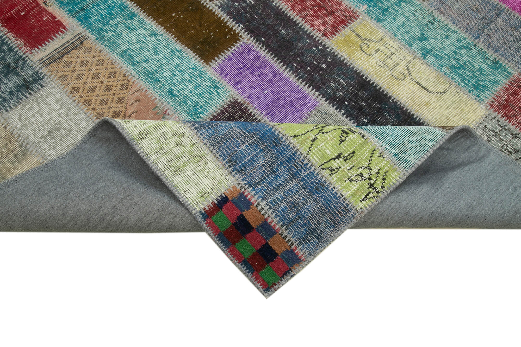 Handmade Patchwork Rug – Kirk Yama Grey Cotton Wool Area Rug 5'10''x7'11''