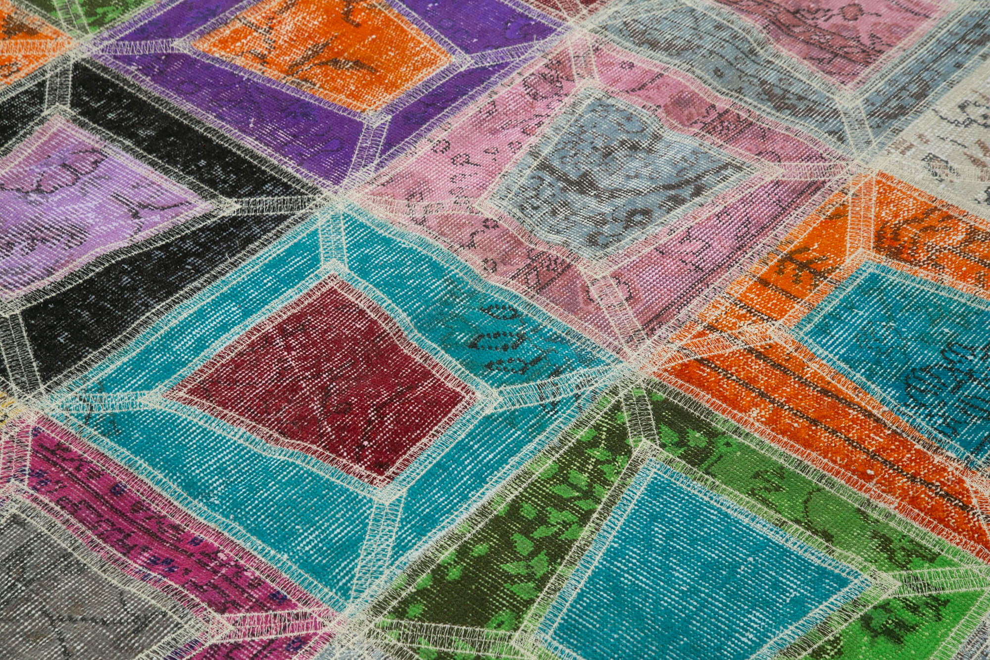 Handmade Patchwork Rug - Grey Area Rug 6'4" x 7'9" Cotton Wool Carpet