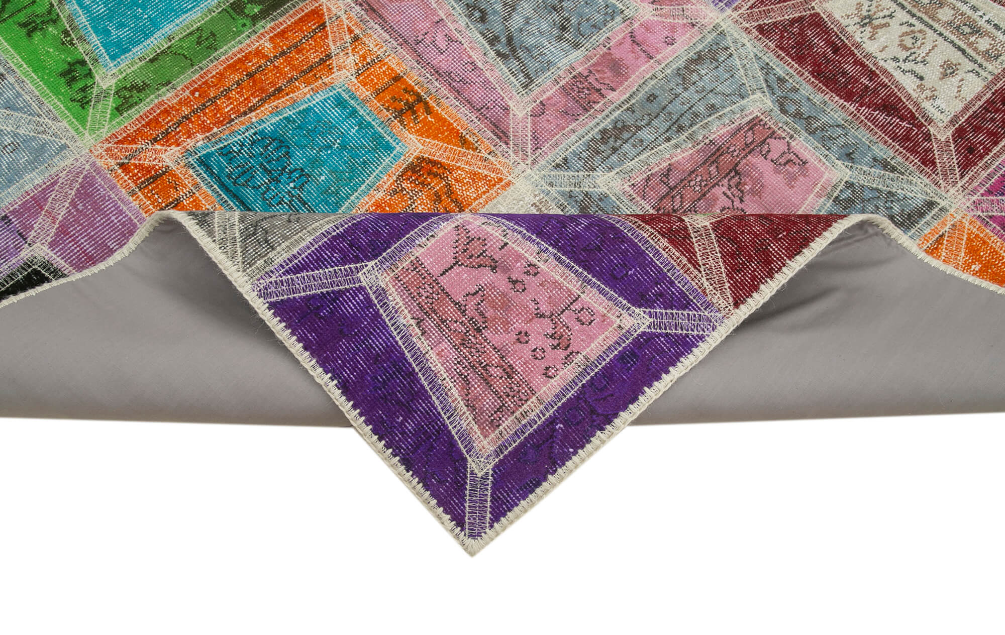 Handmade Patchwork Rug - Grey Area Rug 6'4" x 7'9" Cotton Wool Carpet