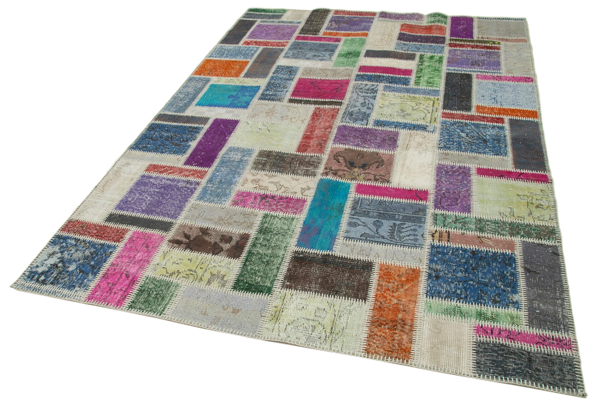 Handmade Patchwork Rug - Kirk Yama Grey Cotton Wool Area Rug 5'9'' x 8'4''