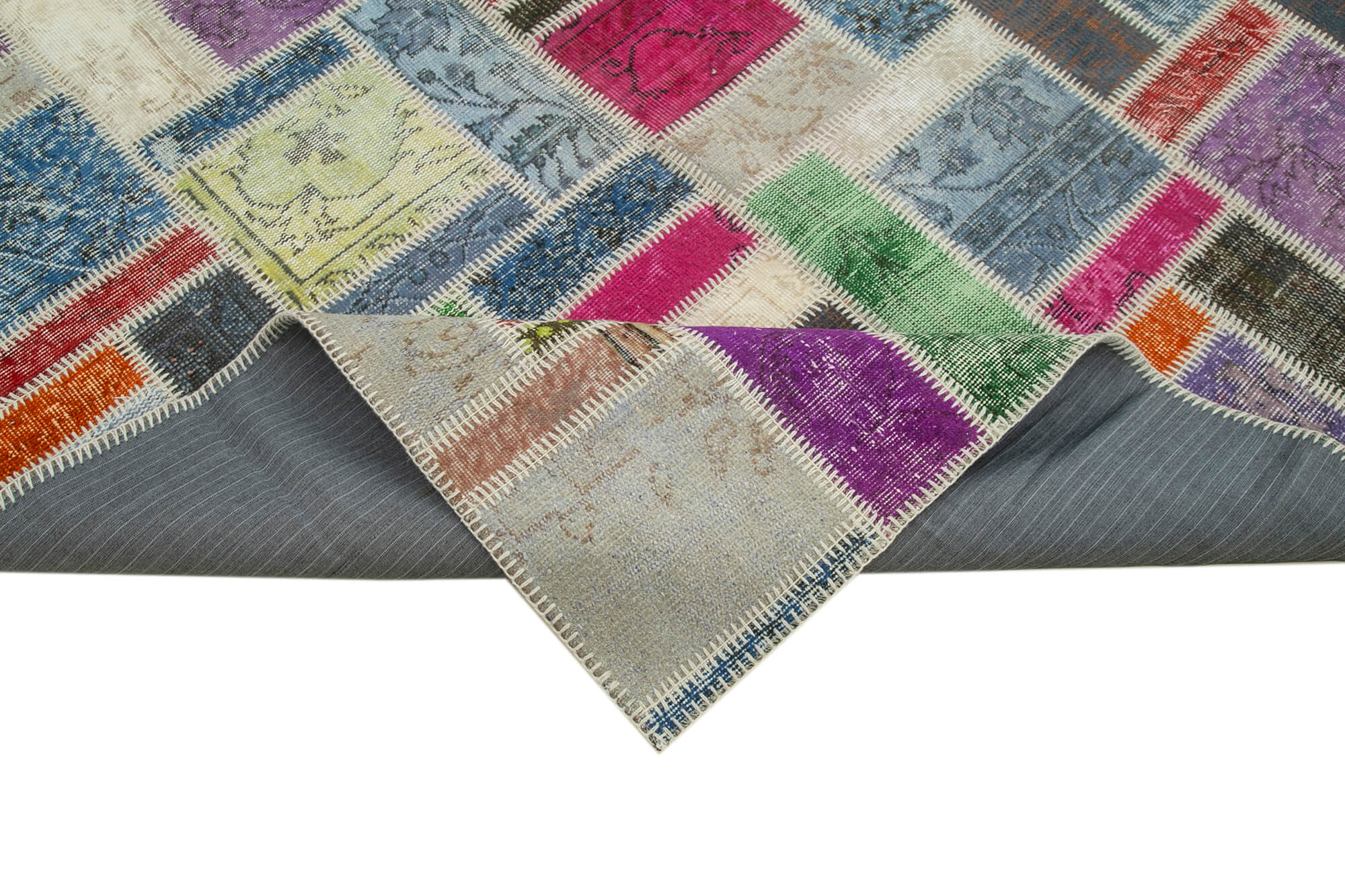 Handmade Patchwork Rug - Kirk Yama Grey Cotton Wool Area Rug 5'9'' x 8'4''