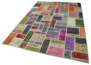 Handmade Wool Area Rug – Kirk Yama Grey Patchwork Cotton Wool Rug 5'9''x8'4''