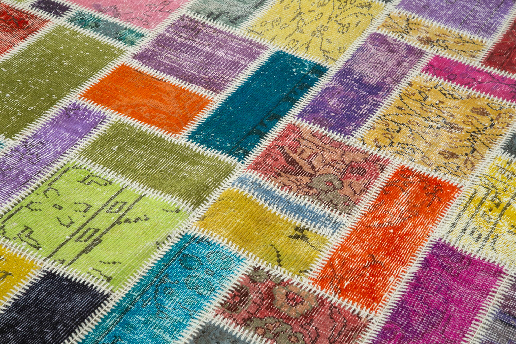 Kirk Yama Grey Patchwork Cotton Wool Handmade Area Rug 5'6'' x 8'2''