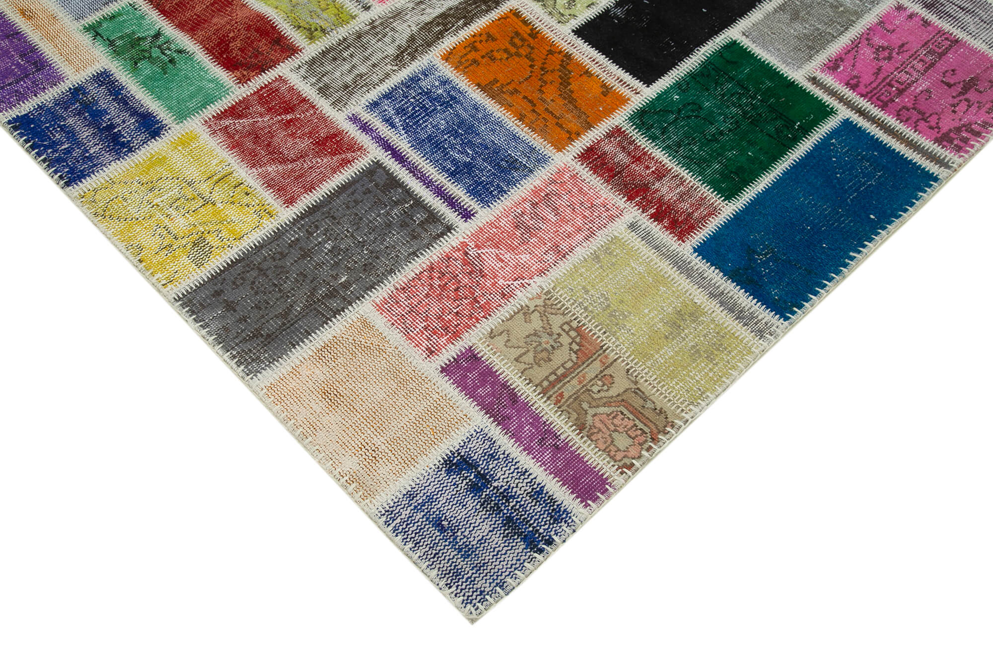 Handmade Patchwork Rug - Kirk Yama Grey Cotton Wool Vintage Area Rug 5'8''x7'10''