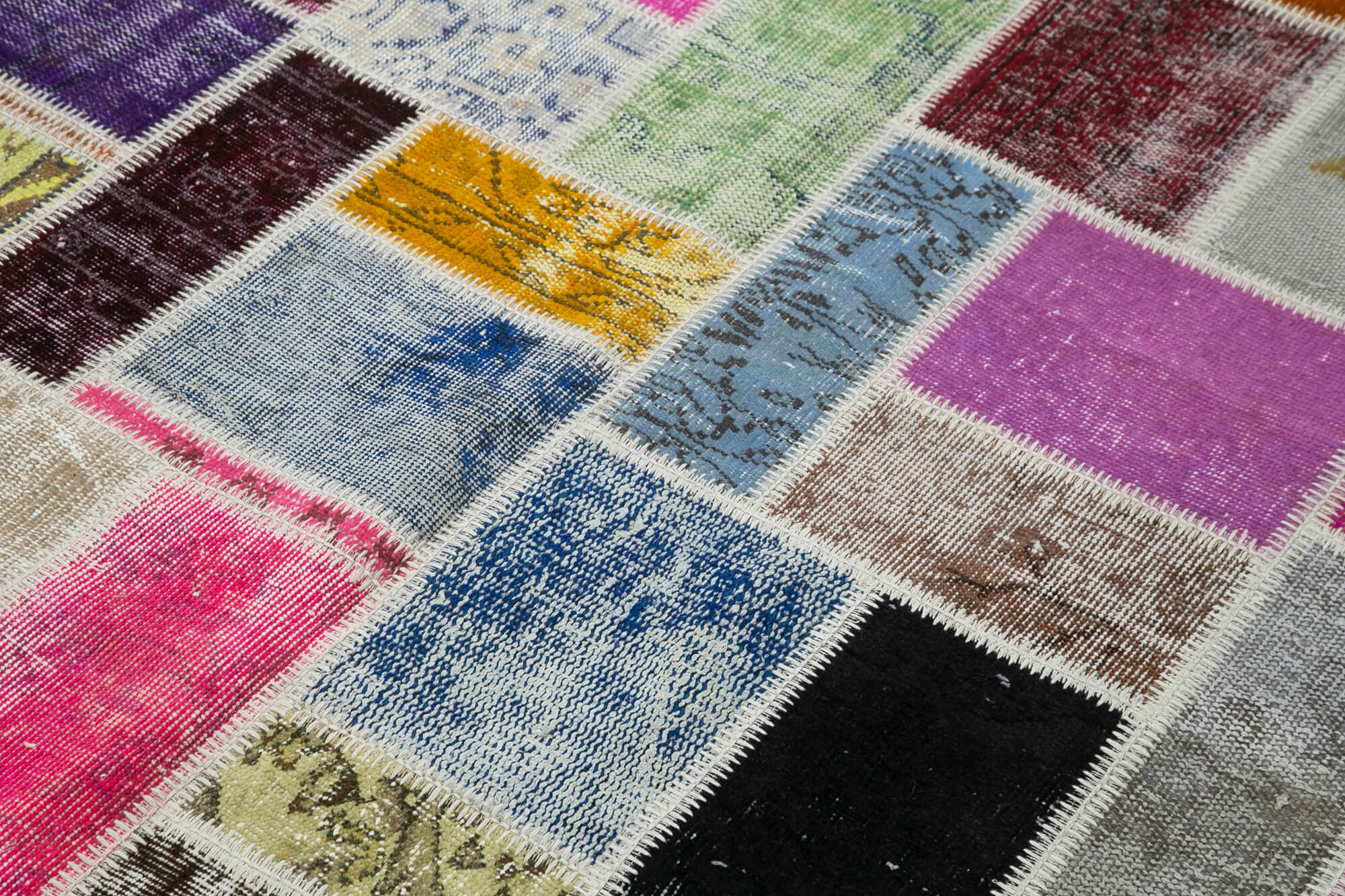 Handmade Patchwork Rug - Kirk Yama Grey Cotton Wool Vintage Area Rug 5'8''x7'10''