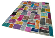 Handmade Patchwork Rug | Vintage Handwoven Carpet Cotton Wool Rug for Living Room 5'9''x7'9''