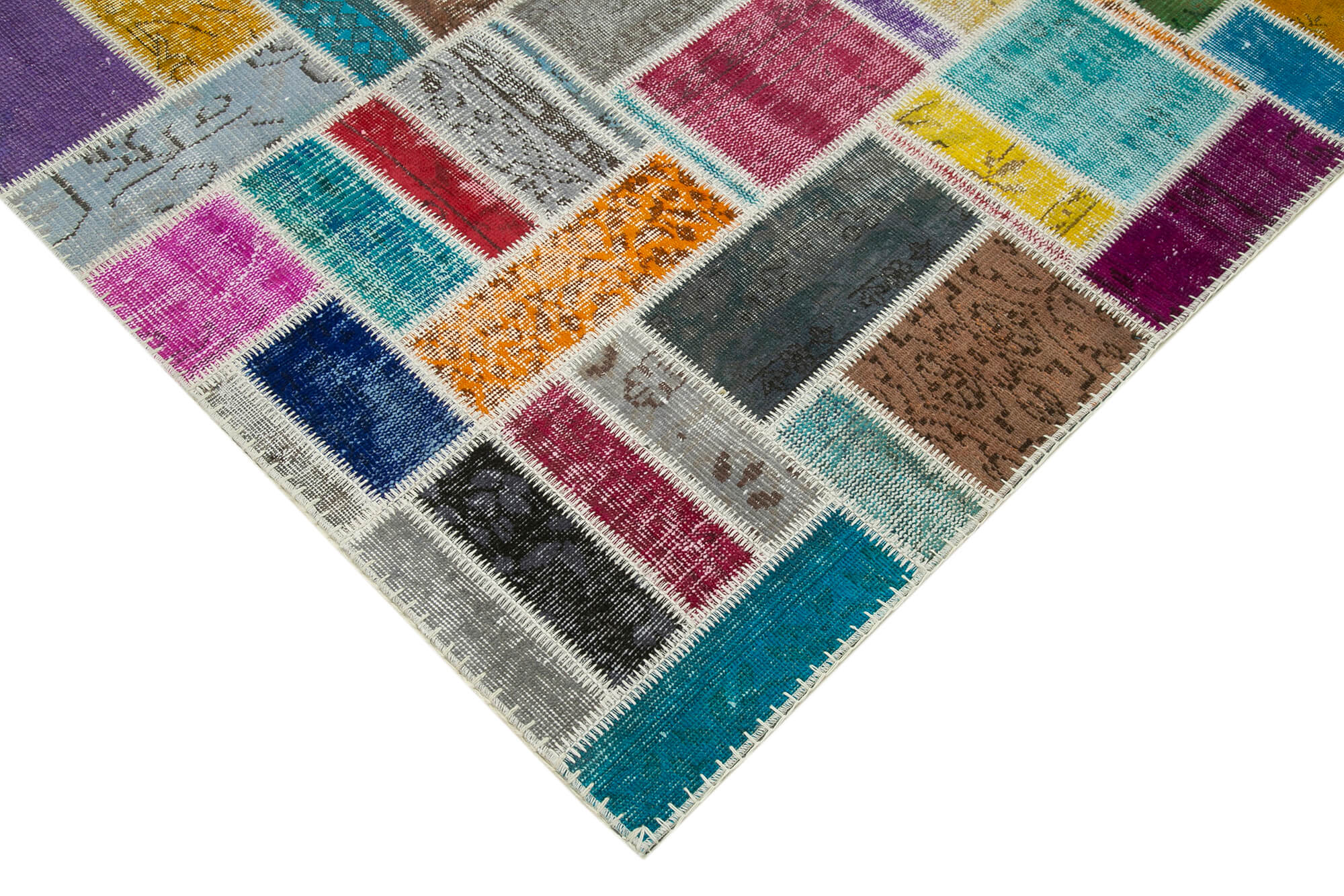 Handmade Patchwork Rug | Vintage Handwoven Carpet Cotton Wool Rug for Living Room 5'9''x7'9''