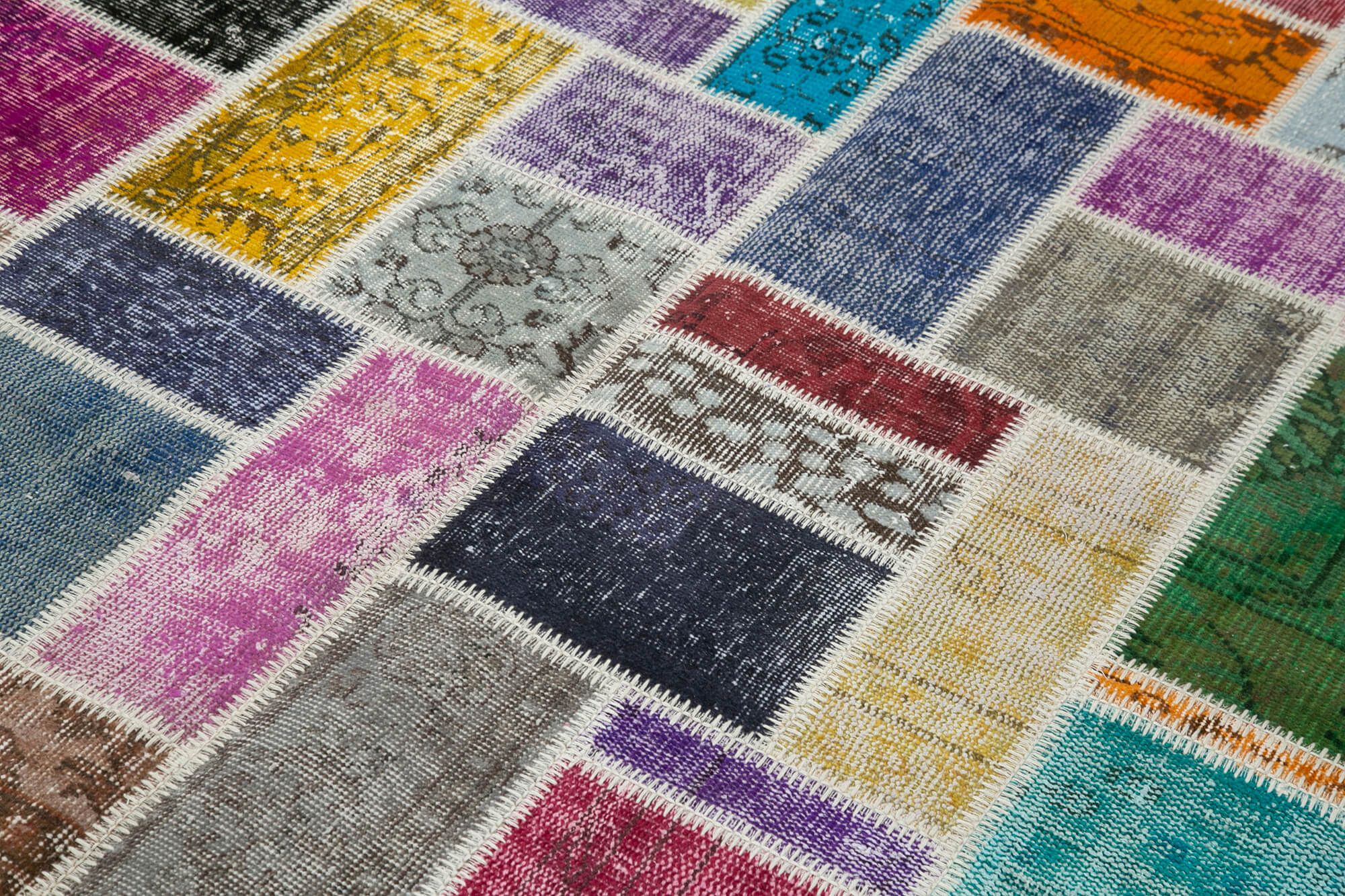 Handmade Patchwork Rug | Vintage Handwoven Carpet Cotton Wool Rug for Living Room 5'9''x7'9''