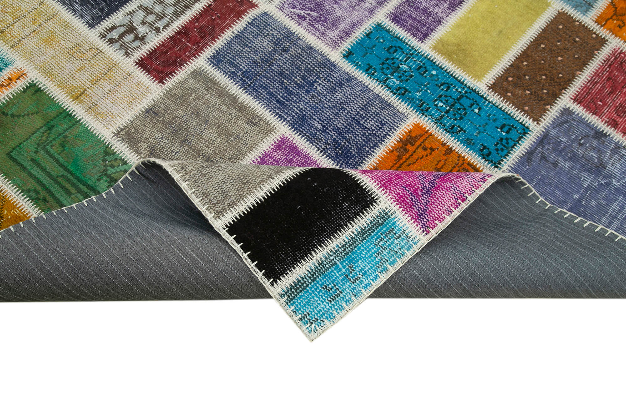 Handmade Patchwork Rug | Vintage Handwoven Carpet Cotton Wool Rug for Living Room 5'9''x7'9''