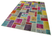 Handmade Patchwork Rug - Kirk Yama Grey Cotton Wool Area Rug 5'8'' x 8'4''