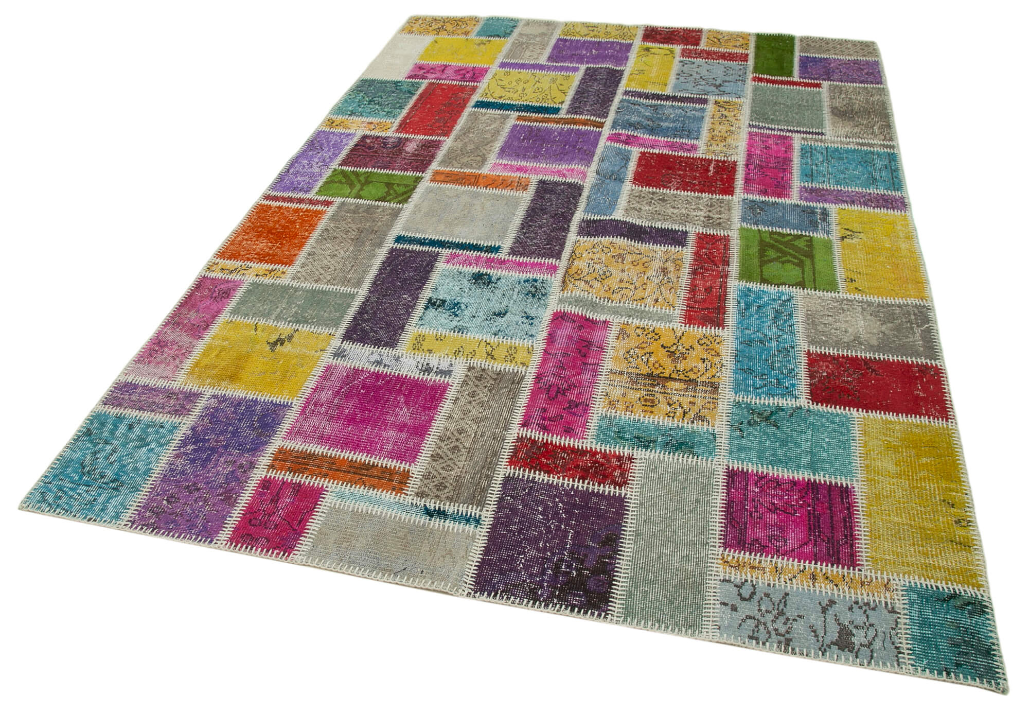 Handmade Patchwork Rug - Kirk Yama Grey Cotton Wool Area Rug 5'8'' x 8'4''