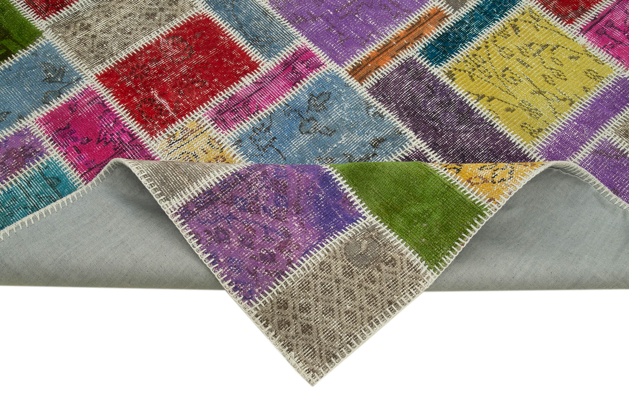 Handmade Patchwork Rug - Kirk Yama Grey Cotton Wool Area Rug 5'8'' x 8'4''