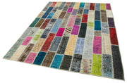 Handmade Patchwork Rug - Kirk Yama Grey Cotton Wool 6x8 Area Rug Durable & Soft